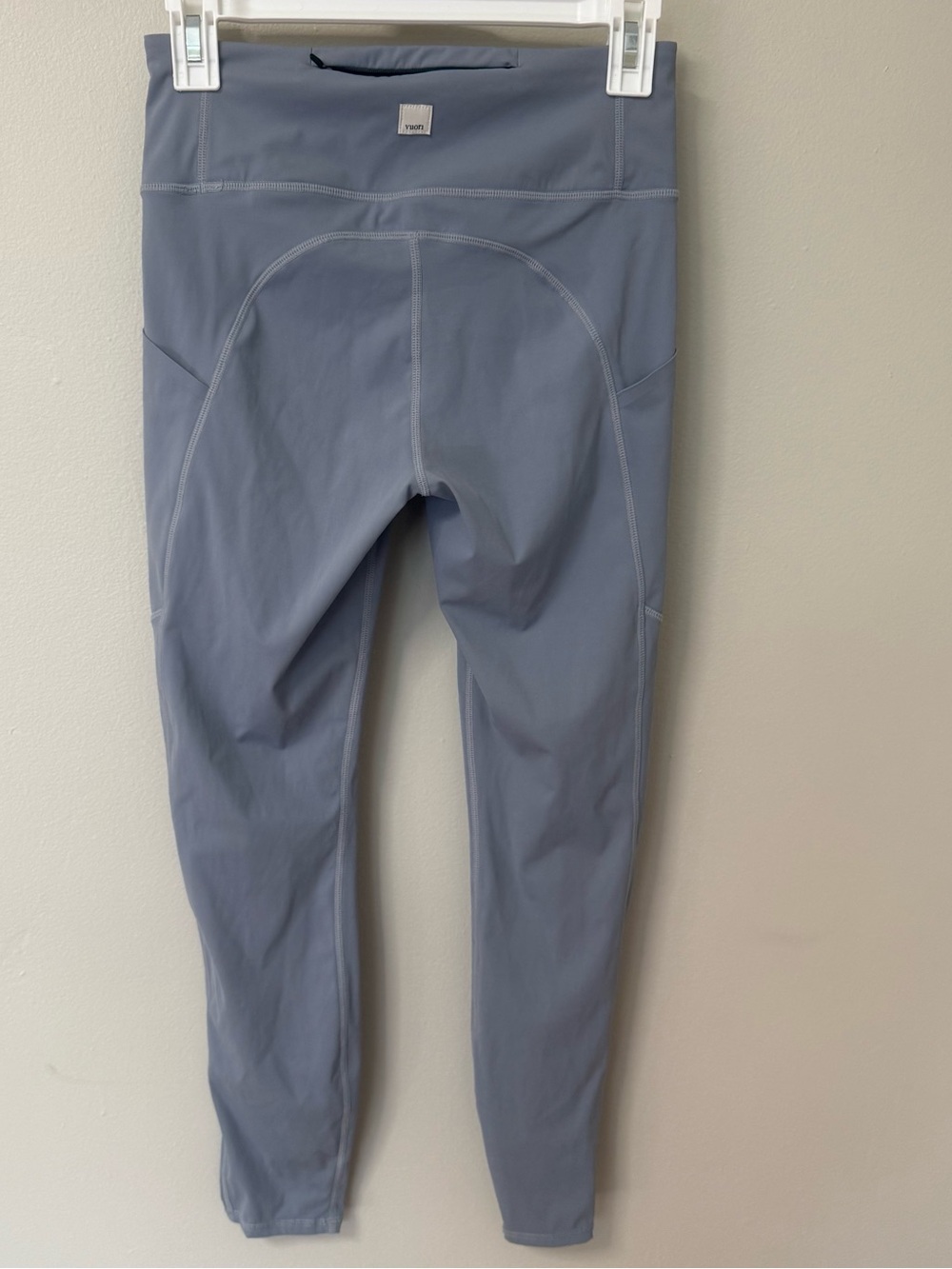 Vuori Women’s Ankle Leggings Small Blue Gray Solid Logo Style VW429 Pockets